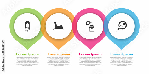 Set Baby clothes pin, potty, Breast pump and Sperm. Business infographic template. Vector
