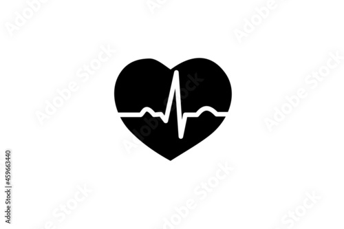 black heart with heartbeat graph, vector design. concept for medical heart normal health 