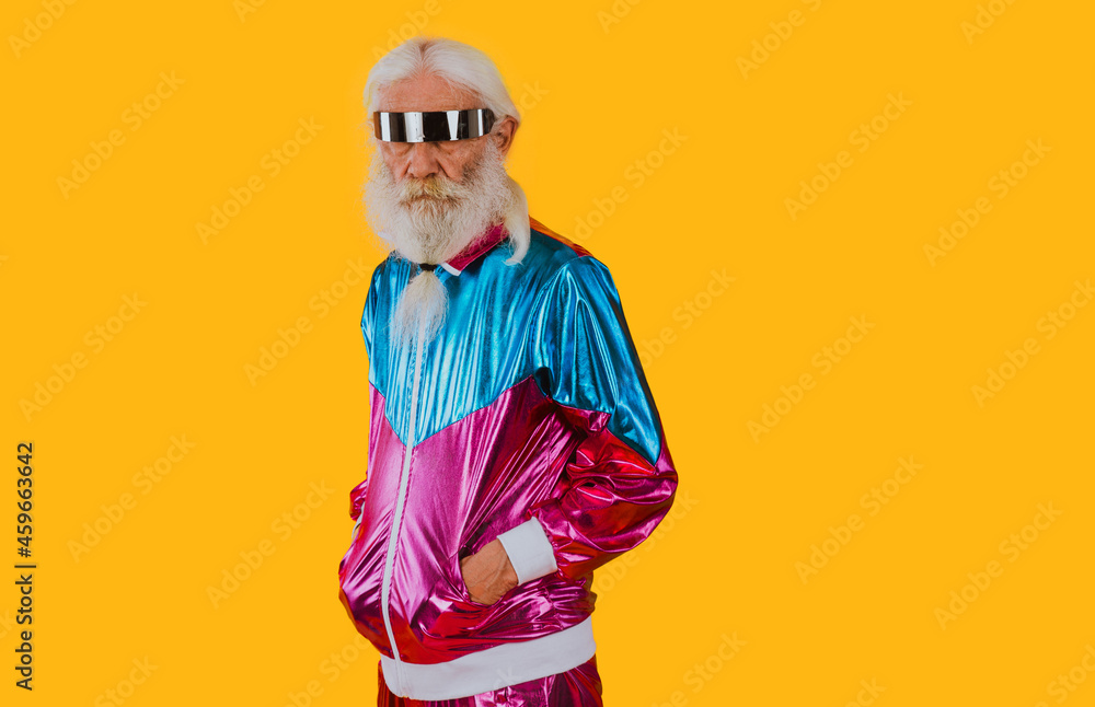 Fashionable grandfather posing with funny clothes. Fashionable grandfather posing with funny clothes.