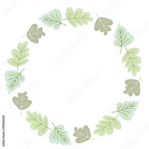 Autumn elements in green pastel colors with a wreath. Vector design for autumn card  poster  logo  print  etc. 