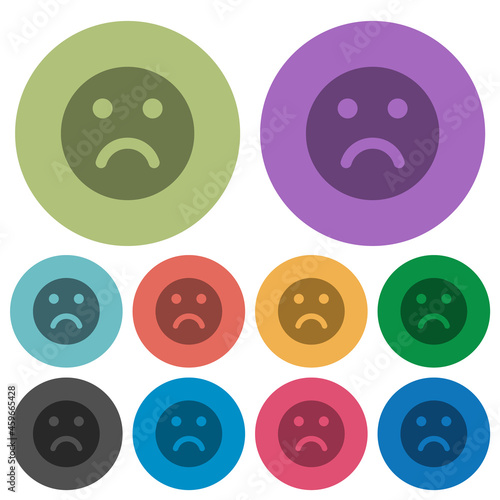 Sad emoticon solid color darker flat icons