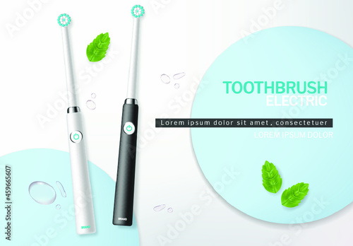 Toothbrush vector realistic. Product placement banner mock up