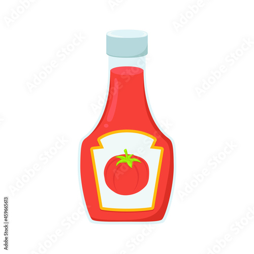 Ketchup Bottle Sign Emoji Icon Illustration. Tomato Sauce Vector Symbol Emoticon Design Clip Art Sign Comic Style.