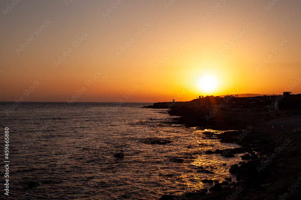 sunset at sea from paphos city