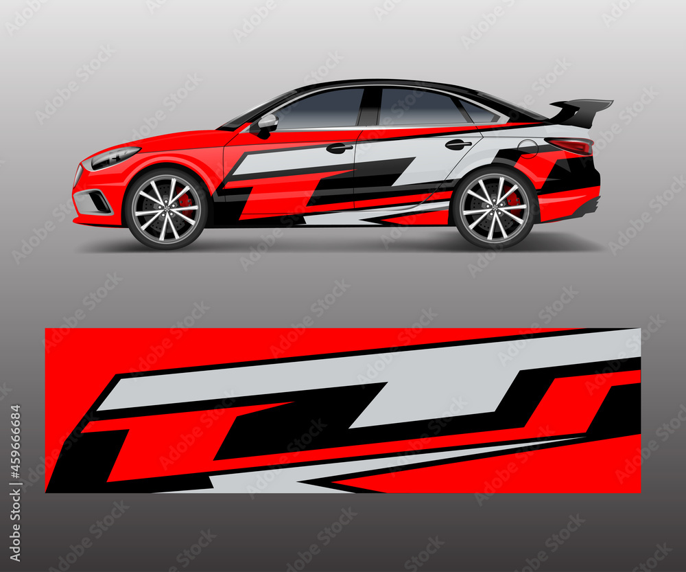 Car decal vector, graphic abstract racing designs for vehicle Sticker vinyl wrap