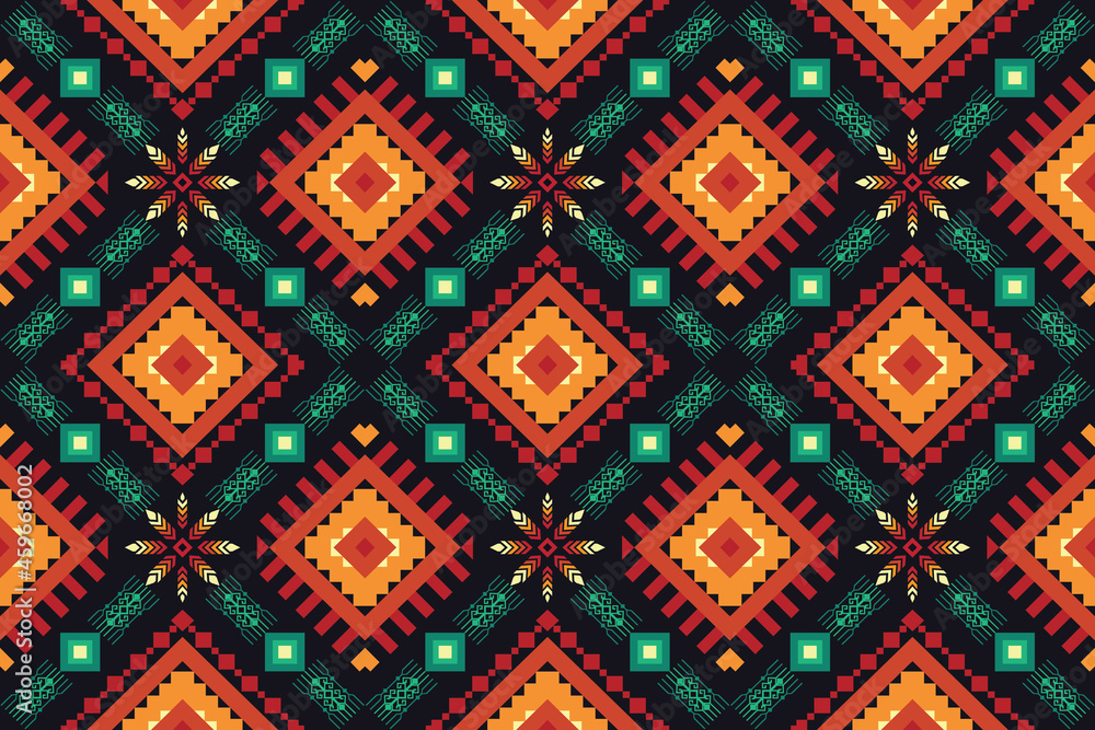 Geometric ethnic oriental ikat pattern traditional Design for background,fabric,wrapping,clothing,wallpaper,Batik,carpet,embroidery style.