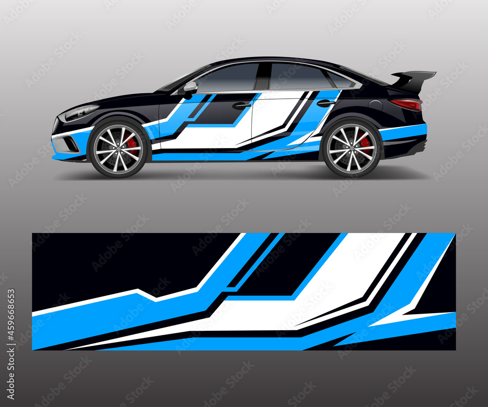 Abstract Sport racing car wrap decal and sticker design. vector eps10 format.