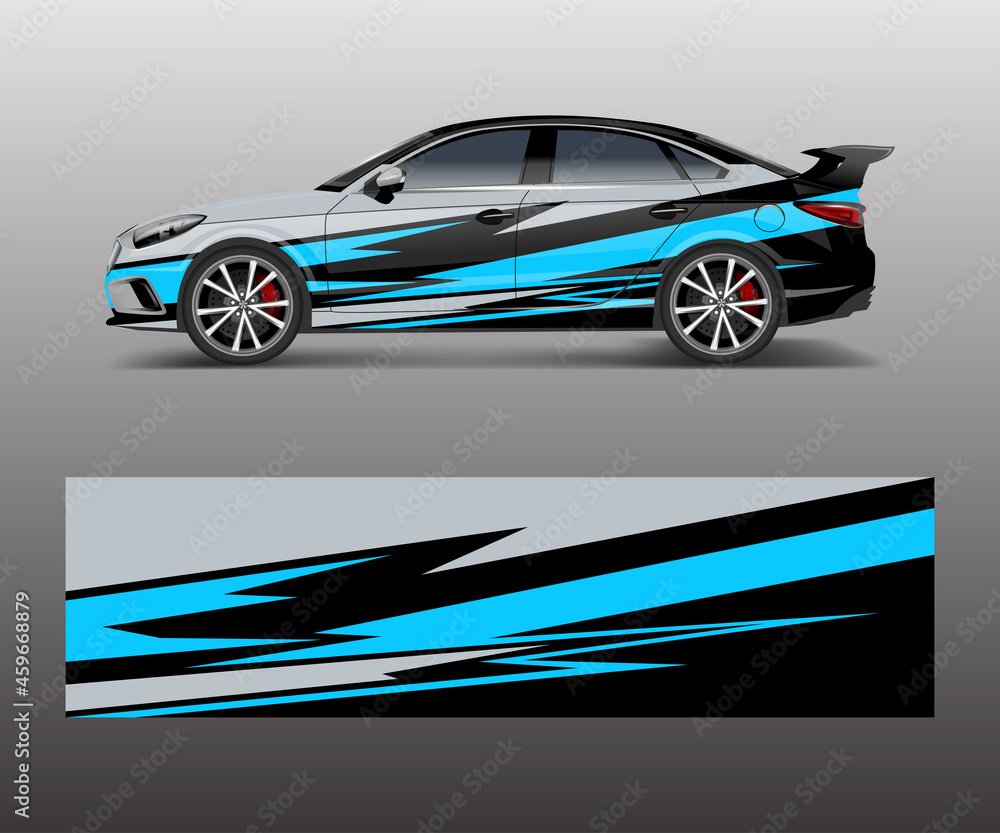 Car wrap decal design vector. Graphic abstract racing designs for vehicle, , race, adventure template design vector