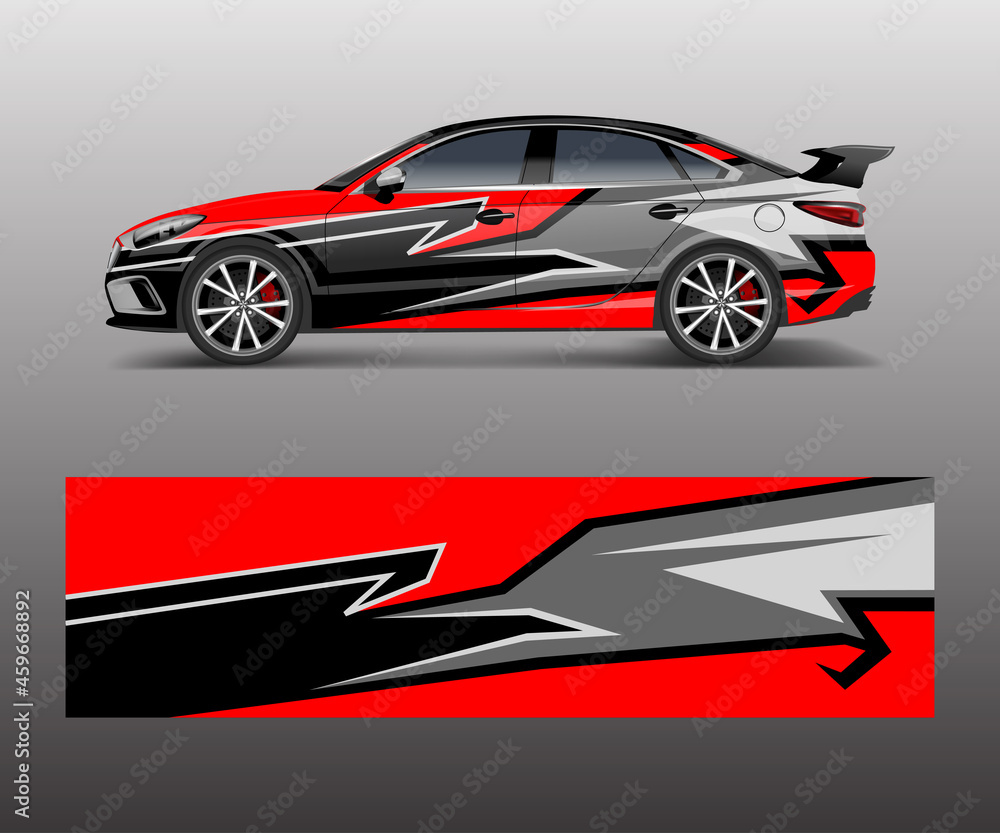 Racing car wrap. abstract strip shapes for Company car wrap, sticker, and decal template design vector Racing car wrap. abstract strip shapes for Company car wrap, sticker, and decal template design vector