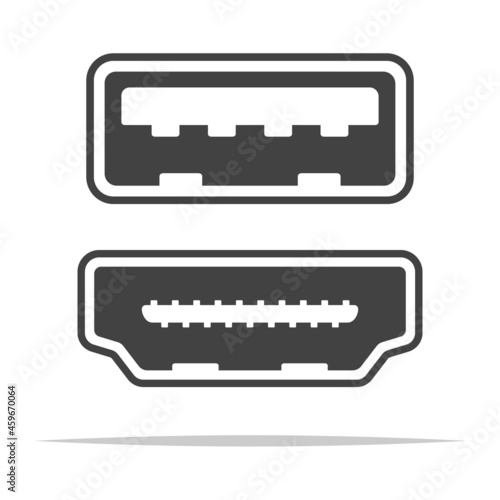 USB and HDMI port icon vector