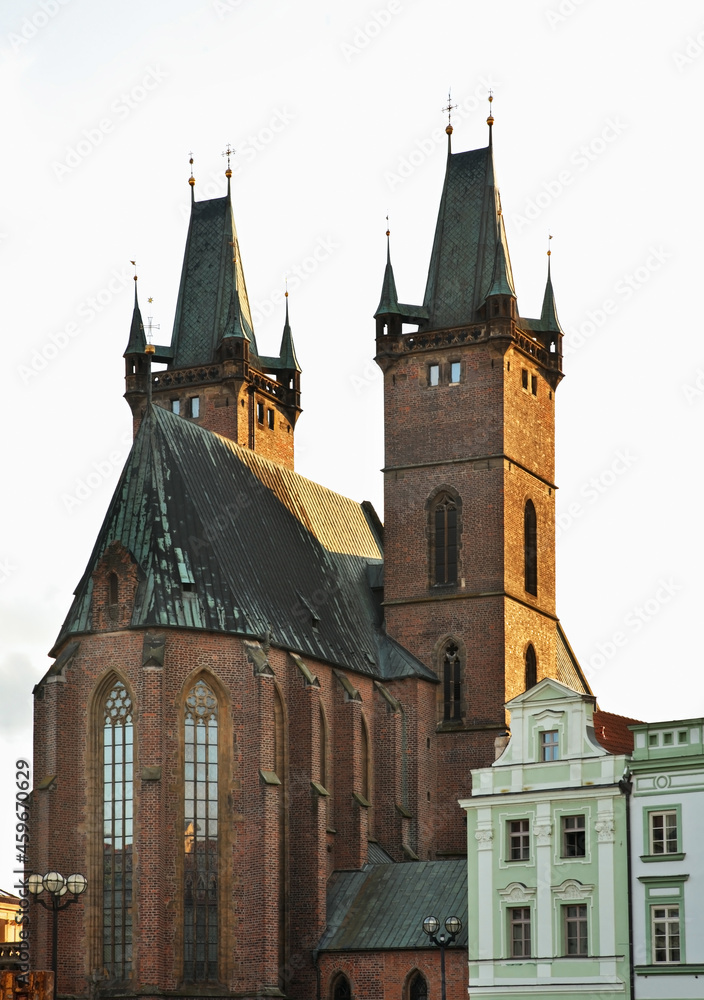 Obraz premium Cathedral of Holy Spirit at Large square (Velke namesti) in Hradec Kralove. Czech Republic