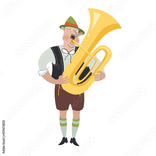 A cheerful character of the Oktoberfest festival. Vector illustration.