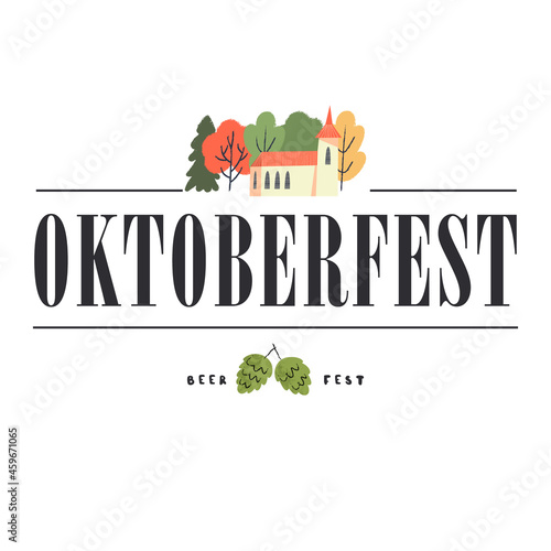 Template illustration of the traditional beer festival in Germany Oktoberfest. Vector illustration.