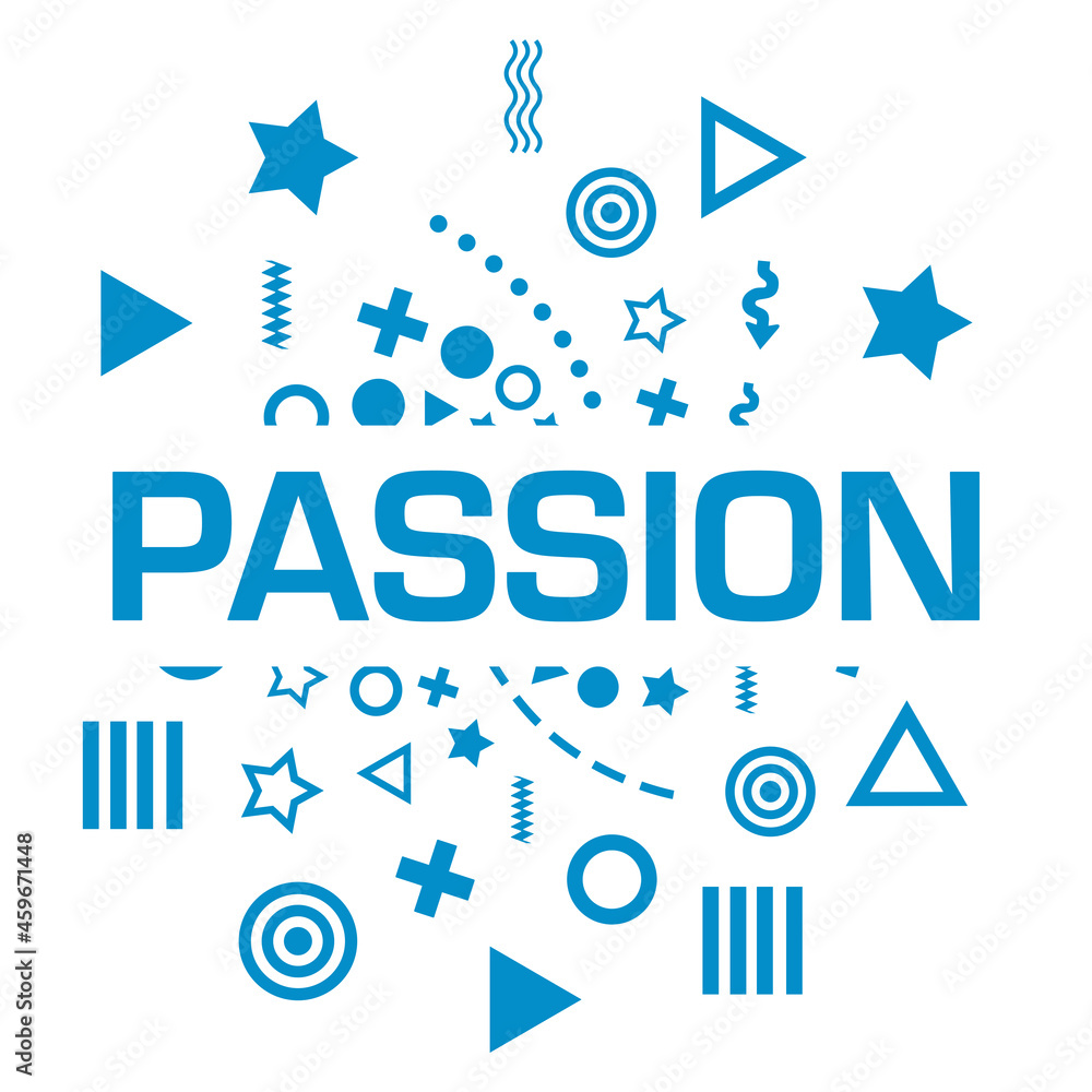 Passion Blue Random Shapes Circular Text Passion Blue Random Shapes Circular Text