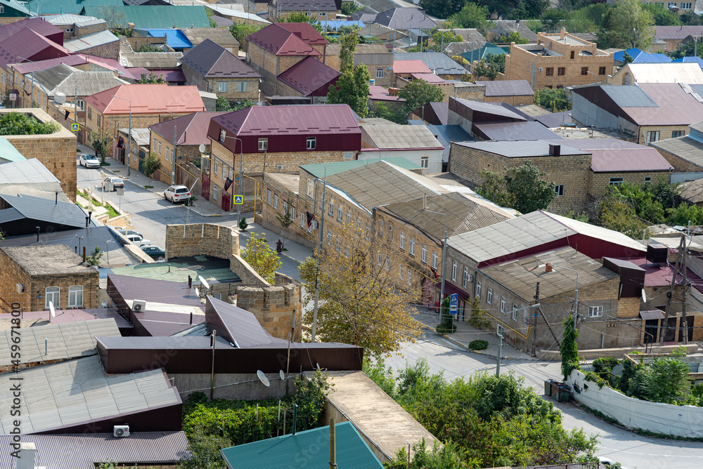 Fototapeta premium Aerial view of the Derbent city in Dagestan