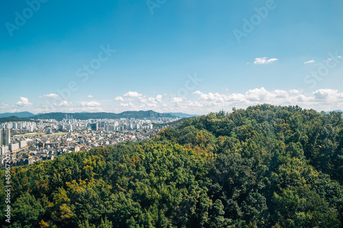 View of Seoul city from North Seoul Dream Forest park in Seoul, Korea