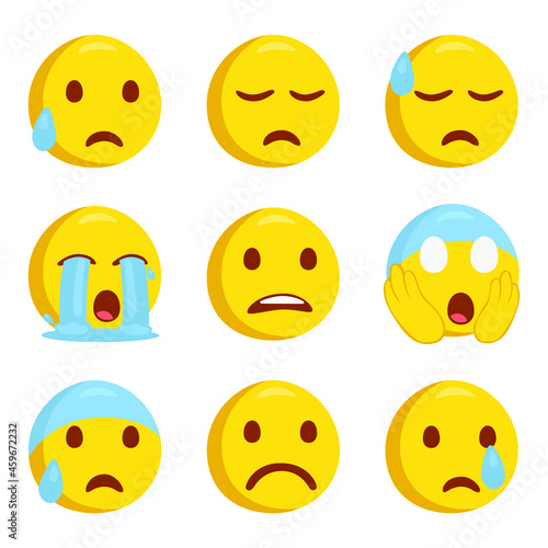 Sad Emoji Icon Illustration. Disappointed Vector Symbol Emoticon Design Doodle Vector.