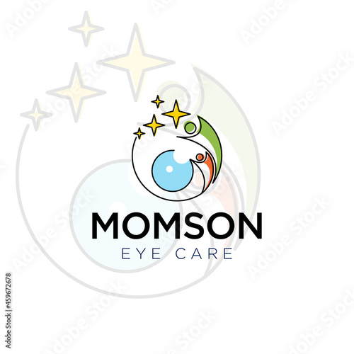 momson eye care logo, creative vector abstract family optometry 