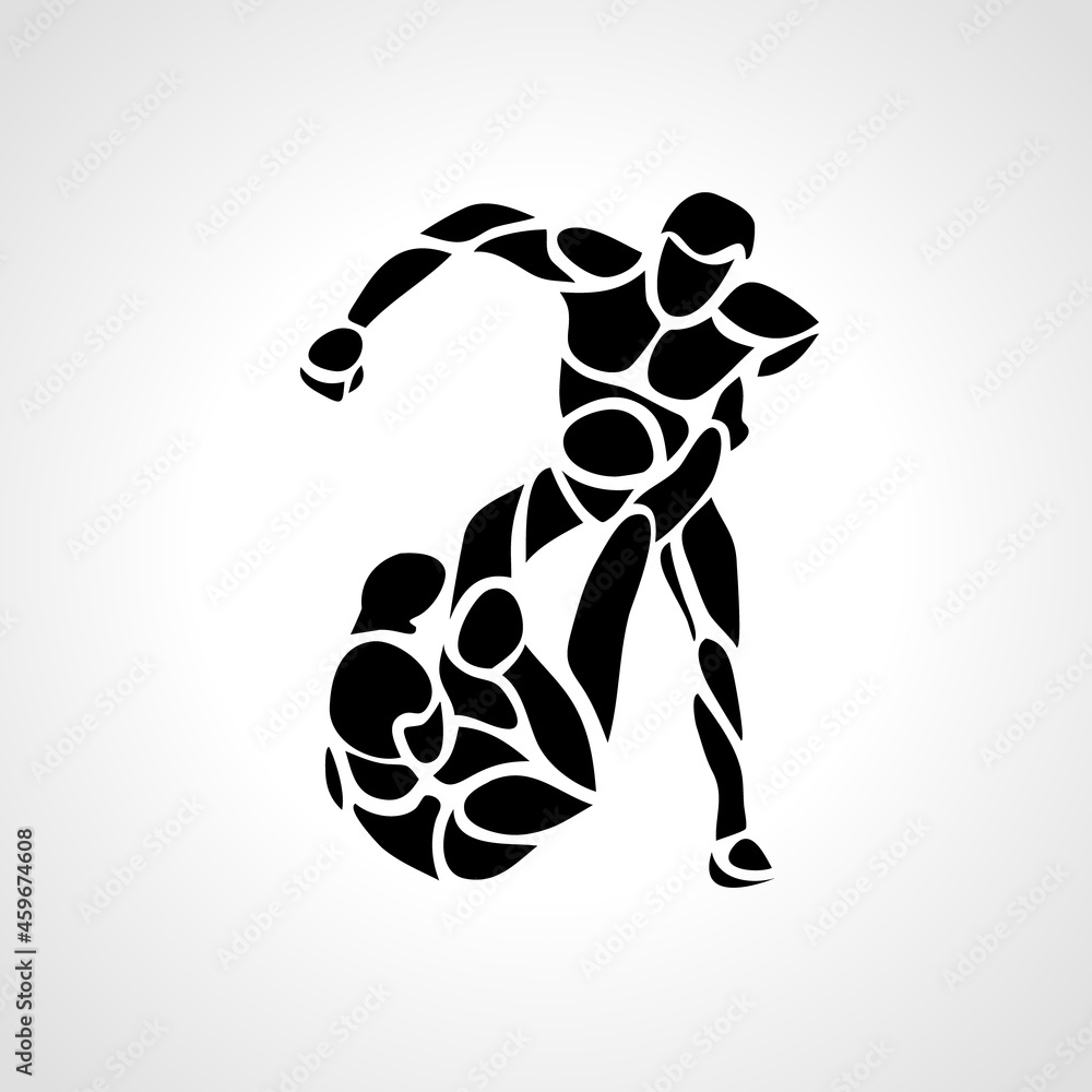 MMA fighters round pictogram or logo. Boxing icon MMA fighters round pictogram or logo. Boxing icon
