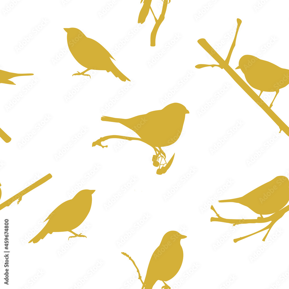 Vector seamless pattern, background with birds