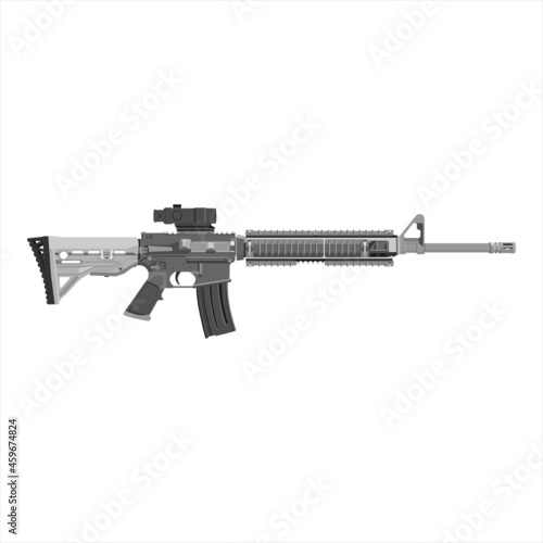 M-16 rifle isolated on white background. Weapon collection