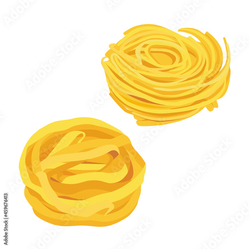 Tagliatelle pasta isolated on white background. Pasta collection