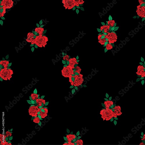 Roses and snakes seamless pattern. Vintage tattoo print.