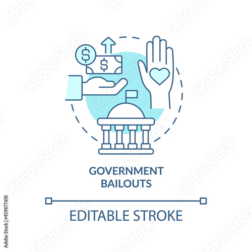 Government support concept icon. Bankruptcy prevention. Financial bailout from government abstract idea thin line illustration. Vector isolated outline color drawing. Editable stroke