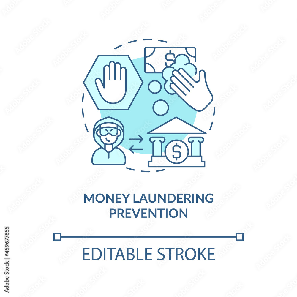 Money laundering concept icon. Illegal economy. Black market prevention. Underground economy abstract idea thin line illustration. Vector isolated outline color drawing. Editable stroke