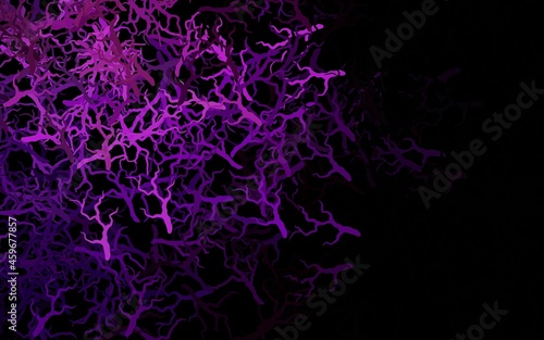 Dark Purple vector doodle background with leaves, branches.
