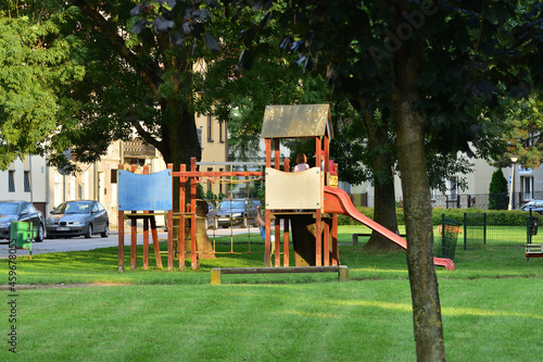 Children's playground on a summer day, no children. Summer. Day.
