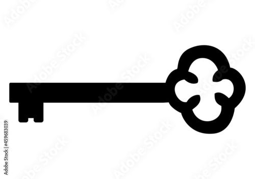 Llave antigua negra sobre fondo blanco