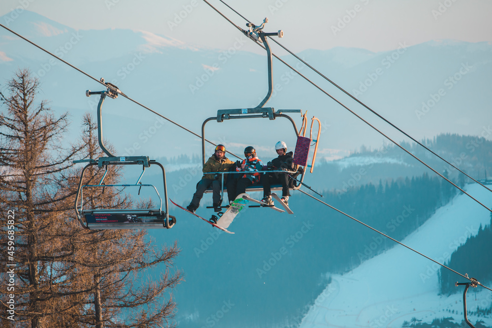 Bukovel, February 23, 2021: winter ski resort Bukovel, February 23, 2021: winter ski resort