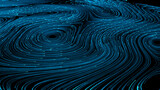 Big data sci-fi abstract background with particles on optical fiber digital network connecting servers. Cyberspace, internet or innovation concept.