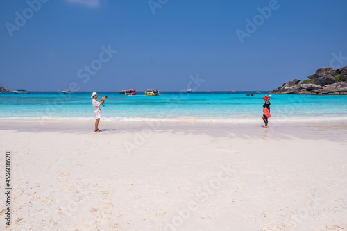 Asian people in Tropical beach, Similan Island, Andaman Sea, Thailand