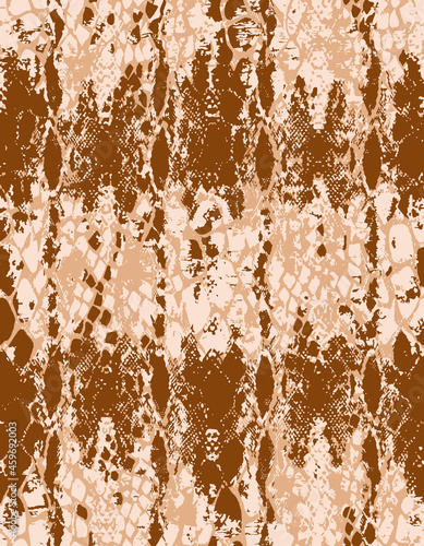 Hand Drawn Abstract Reptile Python Snake Skin Seamless Vector Pattern with Brush Strokes Old Texture Background