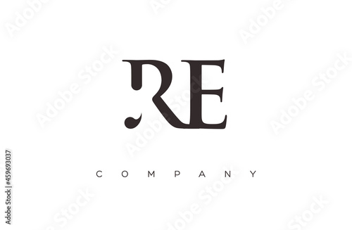 Initial RE logo design vector