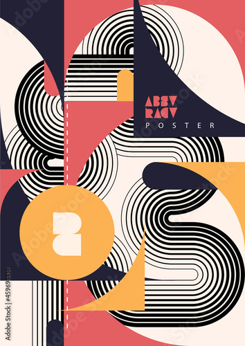 Abstract retro poster design. Geometric composition