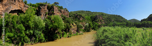 Red Rocks At The River Argens Near Roquebrune In Provence France On A Beautiful Summer Day With A Clear Blue Sky