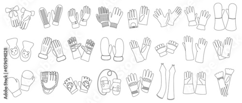 Glove isolated outline set icon. Vector illustration gauntlet on white background. Vector outline set icon glove .