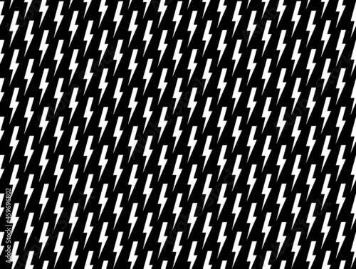 Monochrome lightning vector seamless pattern illustration. White thunderbolts texture for print on black background