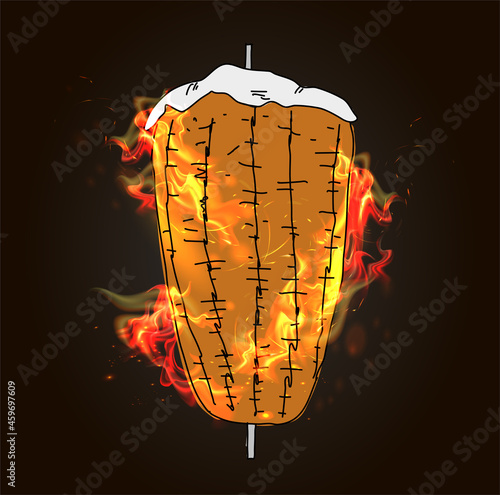 Shawarma logo for restaurants and markets. Doner kebab logo template. EPS10 vector illustration.