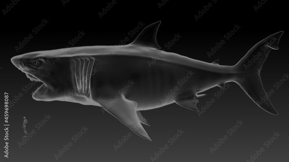 Obraz premium MEGALADON BPR Render, of background. 3d rendering