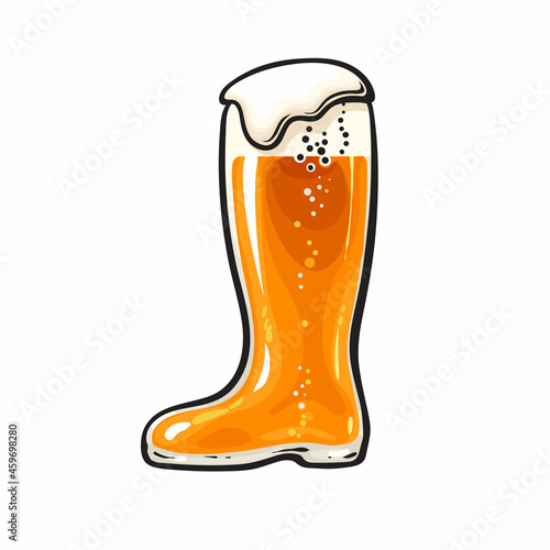 Boot beer glass. Hand drawn vector illustration isolated on white.