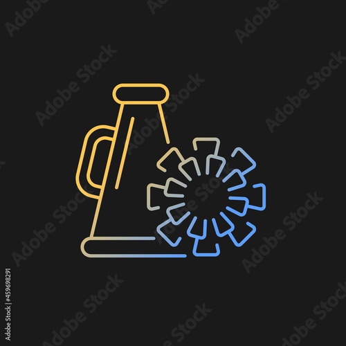 Cheerleading gradient vector icon for dark theme. Megaphone, pom-poms. Sport team support group. perfomance. Thin line color symbol. Modern style pictogram. Vector isolated outline drawing