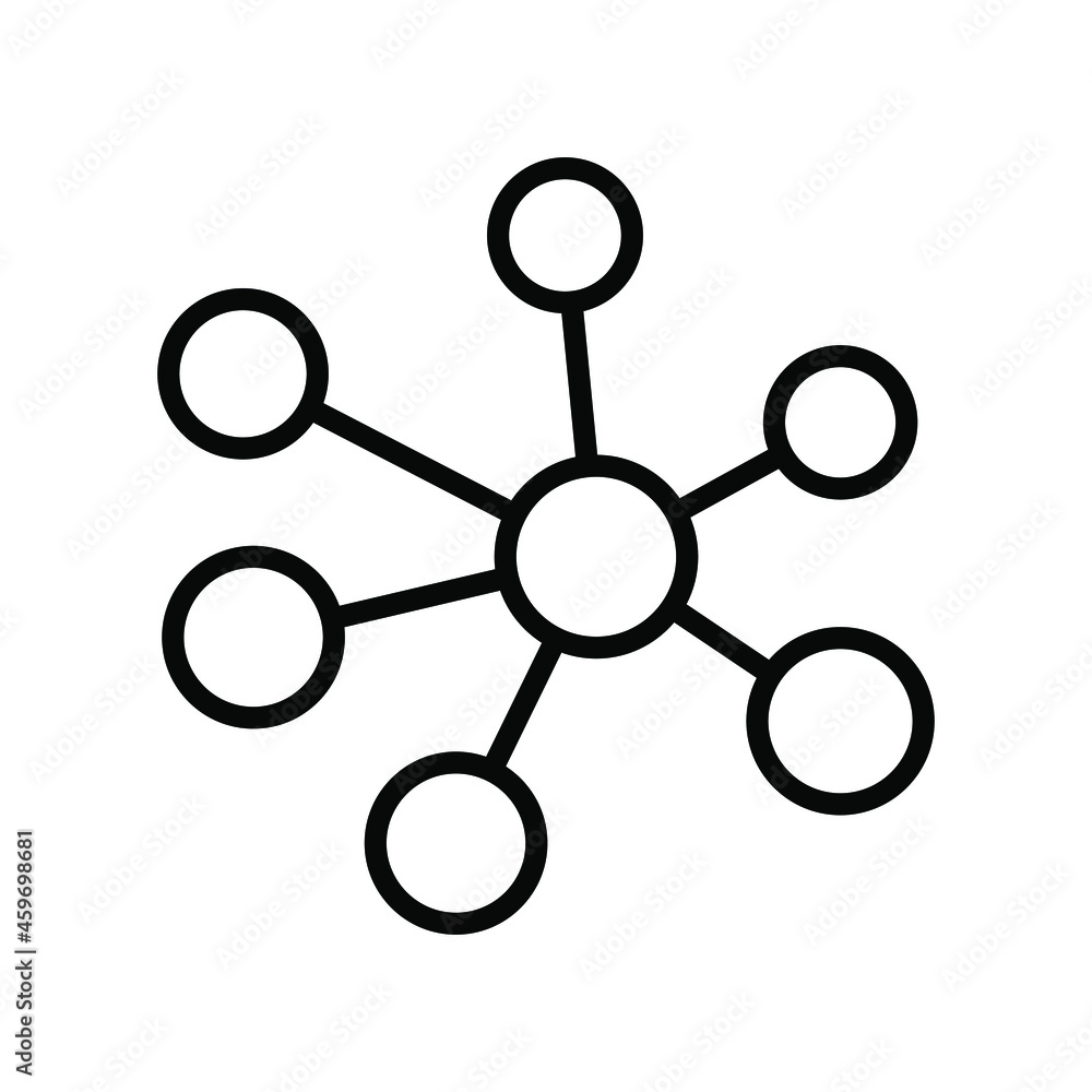 Hub network connection icon, minimal flat line icon. Hub network connection icon, minimal flat line icon.
