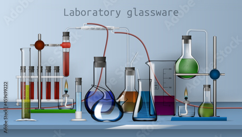 Big 3D Realistic Chemical Laboratory Equipment Set