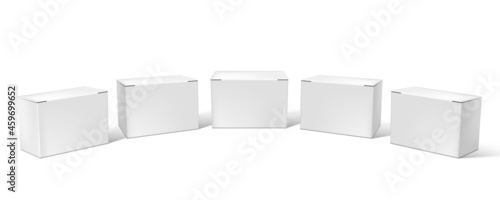 3D White Closed Clear Cardboard Box Case Set