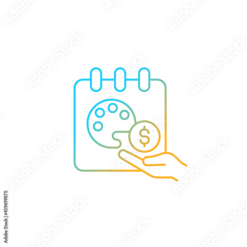 Paid sabbatical leave gradient linear vector icon. Employee vacation. Extended break from job. Increase wellbeing. Thin line color symbol. Modern style pictogram. Vector isolated outline drawing