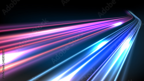 3D Vibrant Color Motion Blured Light Trails